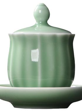 蝉逸青瓷青瓷佛前供杯居室圣水杯