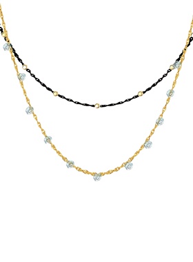 浪漫仙气黑色镀金双层项链