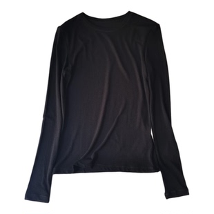 原货春夏新款薄款丝光羊毛混纺T恤 简约圆领舒适显瘦长袖打底上衣