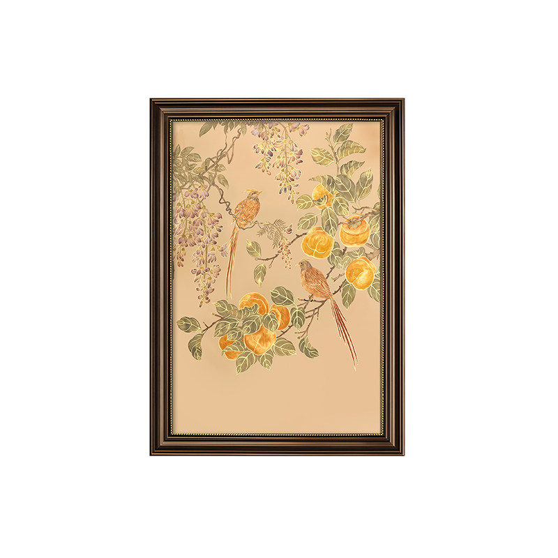 柿柿如意复古油画玄关装饰画中古风客厅装饰画壁画高级感2026新款