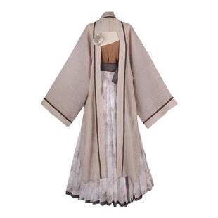 拟梦秋暝国风原创宋制日常汉服枯叶色玫瑰褙子通勤夏季褶裙上班穿