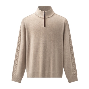 【重磅100%羊毛衫】红豆保暖毛衣男冬季休闲半拉链加厚针织衫男士