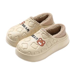 安尚芬防水棉拖鞋女士秋冬季2025新款包跟室内居用防滑保暖月子鞋