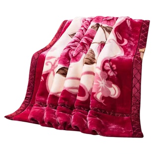 拉舍尔毛毯冬季加厚盖毯加绒被子结婚大红色秋冬双层珊瑚绒毯子