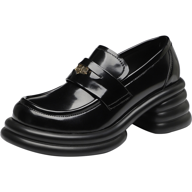 艾斯臣超软厚底乐福鞋女真皮春秋新款百搭复古英伦小皮鞋