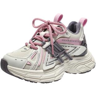 百丽儿童鞋厚底蓝鲸老爹鞋中童加绒鞋新款户外运动休闲鞋V5155A86