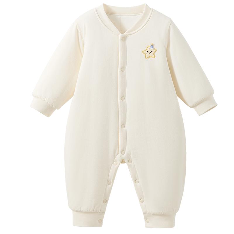 贝肽斯婴儿衣服夹棉连体衣秋冬新生儿小月龄宝宝加厚保暖外出棉服