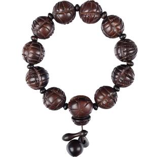 天然雷击桃木吉祥如意手串貔貅金蟾手链男士佛珠聚宝盆十八罗汉