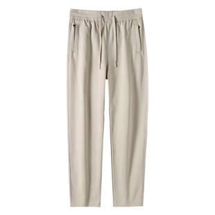 纯棉杏色宽松运动裤女2025春款休闲卫裤高腰裤子大码运动直筒长裤