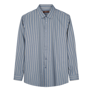 才子男装休闲长袖羊毛衬衫男2025春秋新款莫代尔商务品牌条纹衬衣