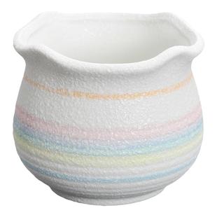 雪花釉大肚子波浪口桃蛋绿植盆陶瓷简约高颜值彩虹小口径多肉花盆