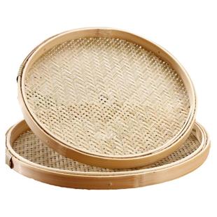竹编有孔家用竹筛子豆子菜干凉晒筛茶圆形簸箕细孔竹扁商用装饰品
