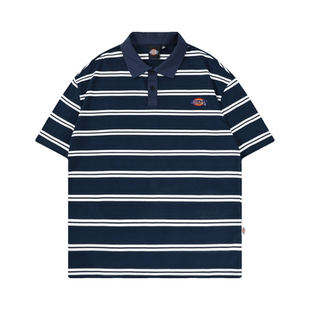 Dickies帝酷适条纹撞色短袖POLO衫夏季薄款男士经典标宽松上衣服Y