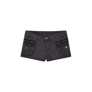 大码美式复古工装口袋牛仔短裤女夏季新款辣妹百搭显瘦a字热裤潮