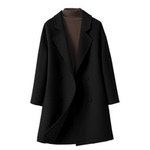 双面绒大衣女黑色中长双排扣英伦小个子2025新款高级感羊毛呢外套