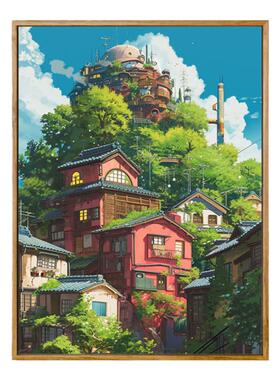 宫崎骏风数字油画佳彩天颜
