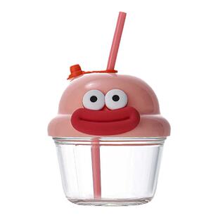 水杯玻璃杯吸管杯定制logo女生卡通带盖牛奶果汁饮料礼品广告杯子