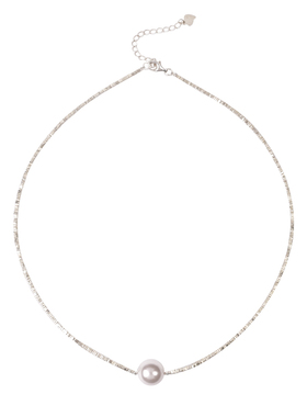 碎银子单颗珍珠项链925银颈链