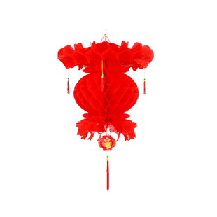 大红招财灯笼 结婚庆婚礼节日装饰灯笼 塑料纸质蜂窝小纸灯笼包邮