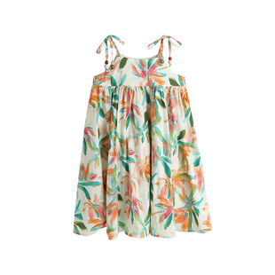 布丁哈鲁童装夏装女童洋气长裙2026夏季新款儿童碎花吊带连衣裙