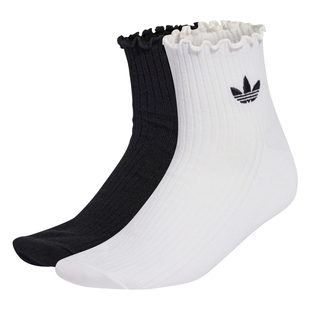 两双装简约日常舒适荷叶边袜子女子adidas阿迪达斯三叶草官方