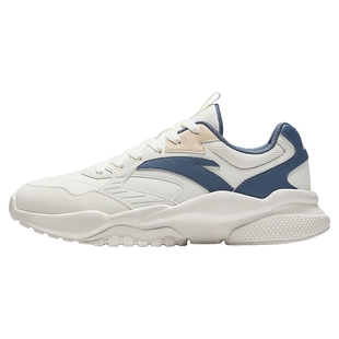 安踏男鞋春秋款鞋子男款皮面防水老爹鞋春季款跑步鞋厚底运动鞋男