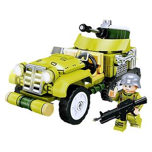 开智二战军事8合体型卡车+德国37毫米反坦克炮俄英美拼装积木玩具