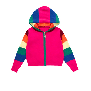 女童春季毛衣外套2026新款女宝宝儿童拉链彩色早春上衣休闲衣服