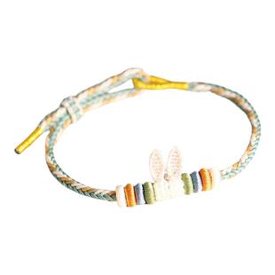 色达五明学院小清新纯手工编织可爱兔耳朵适合小朋友学生的彩手绳