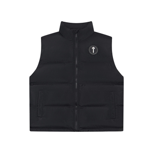 美潮trapstar秋冬休闲字母刺绣宽松保暖拉链立领棉服马甲背心外套