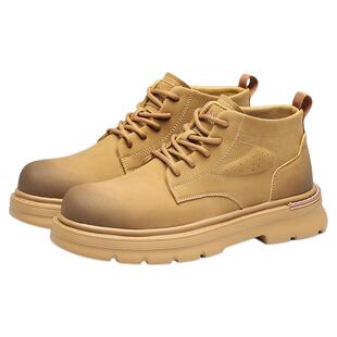 星期六马丁靴男款2025新款英伦风真皮高帮工装靴男士踢不烂大黄靴