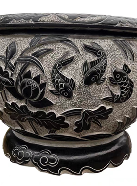 石雕鱼缸天然青石水缸荷花缸石头大缸别墅庭院户外门海流水摆件