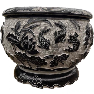 石雕青石鱼缸荷花缸花盆仿古鱼缸镇宅庭院风水缸门海庭院大缸镇宅