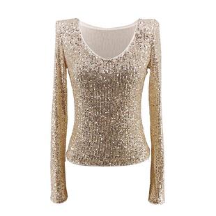 百搭亮闪闪上衣女高级感打底衫春秋设计感内搭高档亮片小衫洋气