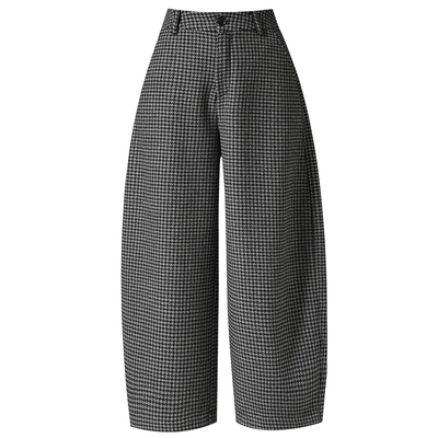 高腰九分毛呢阔腿裤女秋冬新款