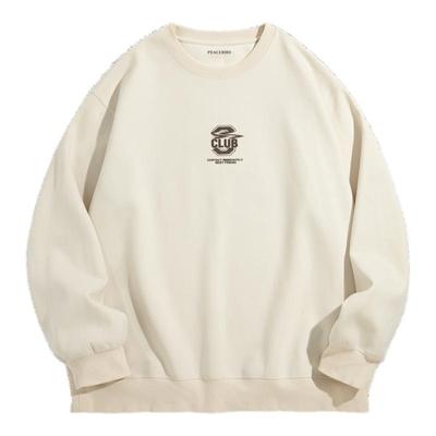 太平鸟男装卫衣冬季阔版麂皮绒上衣潮流宽松圆领撞色字母套头衫