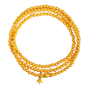 老庙黄金足金999古韵古法金珠珐琅竹节手串项链两用三圈叠戴手链