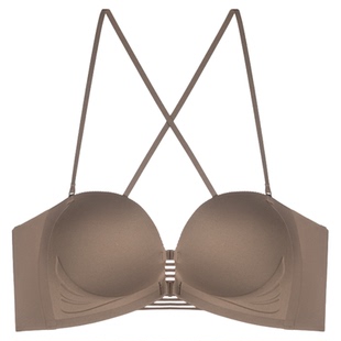 法国趣安芬文胸双排前扣美背性感舒适小胸聚拢内衣女无钢圈无肩带