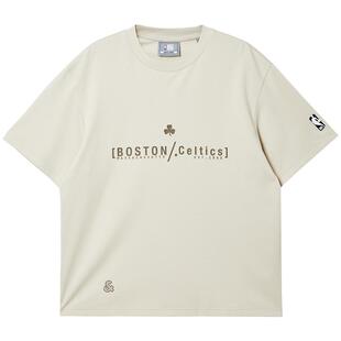 杰克琼斯NBA联名胸前凯尔特人队字母胶印运动春季篮球短袖T恤男装