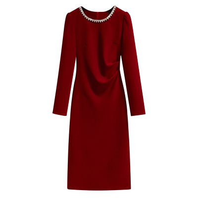 高级感轻奢修身镶钻晚礼服连衣裙