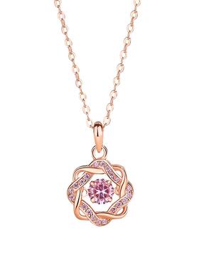 跳动的心玫瑰金项链女款送女友