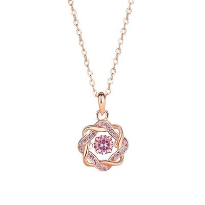 跳动的心玫瑰金项链女款送女友