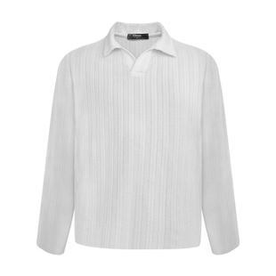 WESSK老钱风polo衫麦穗慵懒cleanfit春秋季休闲v领男加绒长袖衬衣