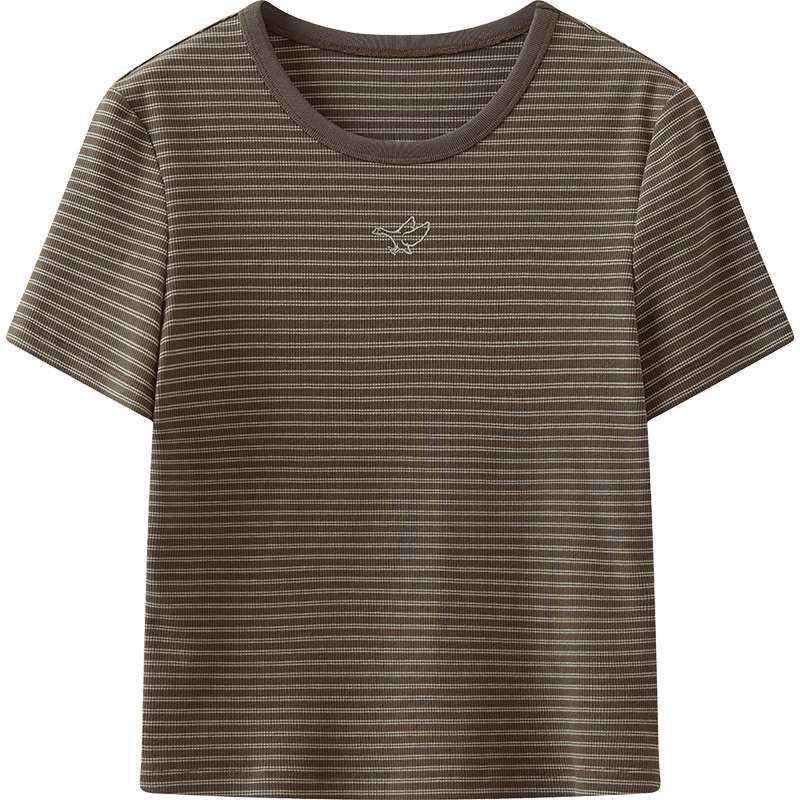 【商场同款】播26夏新品短款T恤女条纹圆领上衣BDT2YD1742