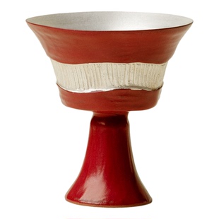 束刻银装素裹大漆红清纹高足主人杯复古鎏银高档茶杯功夫茶具单杯