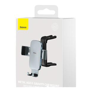 倍思 金属时代2手机架横竖出风口款重力车载手机支架适用于奔驰圆形出风口专用汽车手机导航车架配件支撑架