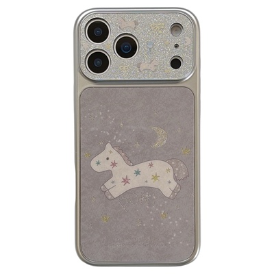 jze韩风ins少女心闪粉星星小马适用苹果17ProMax手机壳iphone15新款16pro带挂绳13电镀15pro全包14防摔手机套