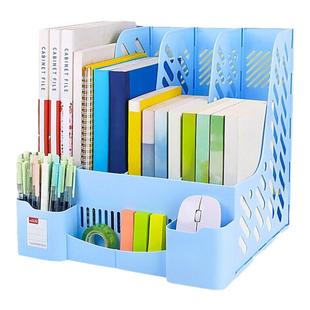 华杰文件架学生桌上书立架办公室桌面文件收纳框资料档案置物架大容量文件框莫兰迪色高颜值可爱小清新文件筐