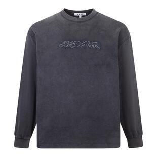 【杨舒予秀场同款】Y2NG复古做旧原创断针绣水洗落色灰蓝长袖卫衣