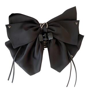 缎面蝴蝶结飘带马尾夹抓夹女高级感发卡带钻头饰后脑勺半扎发夹子